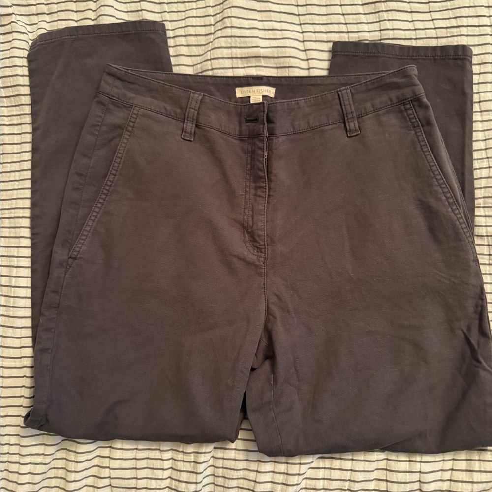 Eileen Fisher Graphite Gray cotton Hemp pants 8P